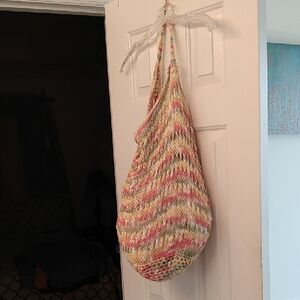 BOHO HOBO Multicolor Knit Crochet Large Stretchy Shoulder Bag